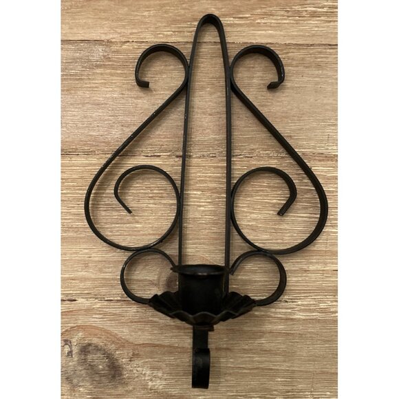 Set of 2 Wall Sconces Black Metal Candle Holders Gothic Vintage  9"x 6" - Picture 2 of 3